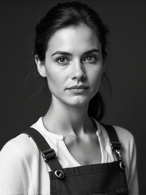 Ritratto in bianco e nero di Alessandra Bianchi, la Maestra Falegname.